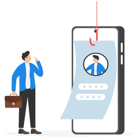 Businessman doing web phishing  Illustration