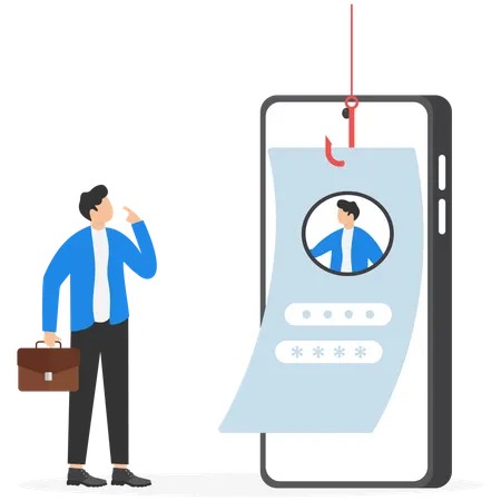 Businessman doing web phishing  Illustration