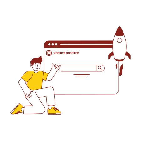 Businessman doing Website Booster  Illustration