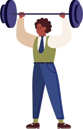 Businessman doing weight lifting exercise  Illustration