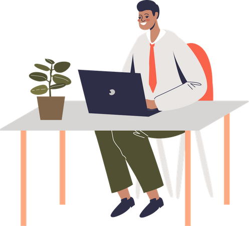 Businessman doing work from home Illustration