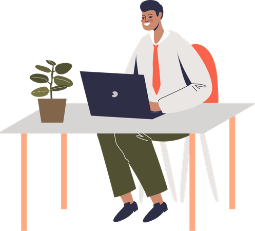 Businessman doing work from home  Illustration