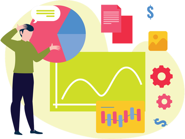 Businessman doing work management  Illustration