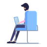 illustration doing work on laptop