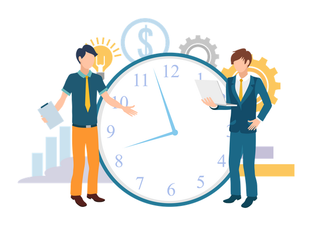 Businessman doing work on time  Illustration