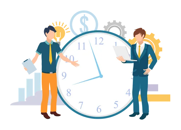 Businessman doing work on time  Illustration