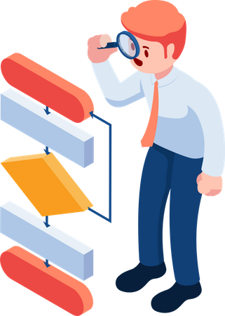 Businessman doing workflow analysis  Illustration