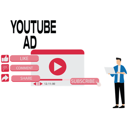 Businessman doing youtube marketing  Illustration