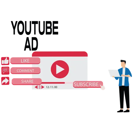 Businessman doing youtube marketing  Illustration