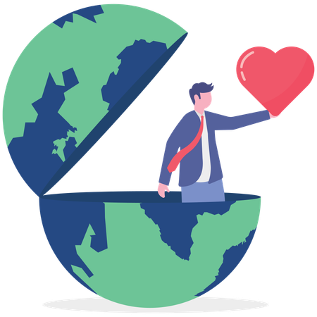 Businessman donating love and heart  Illustration