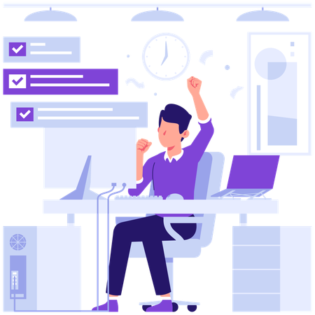 Businessman done with the office work  Illustration