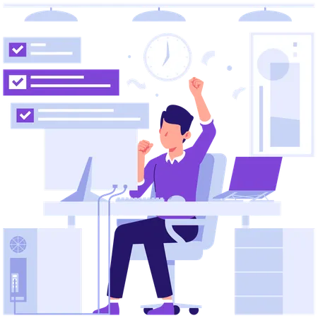 Businessman done with the office work  Illustration
