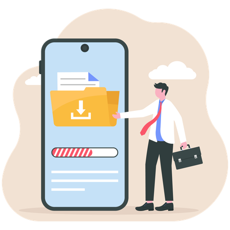 Businessman downloading online file  Illustration