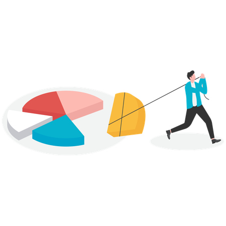 Businessman drag a piece of pie chart  Illustration