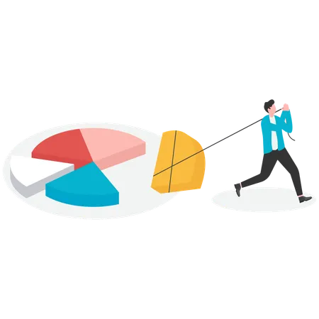 Businessman drag a piece of pie chart  Illustration