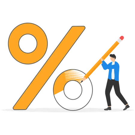 Businessmen Draw A Percentage Symbol Illustration