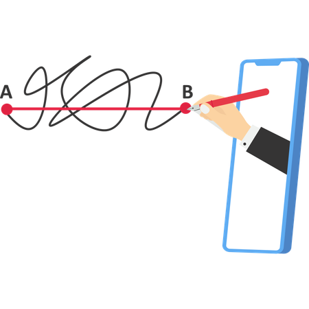 Businessman draw line from point A to point B  Illustration