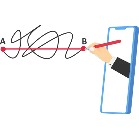 Businessman draw line from point A to point B  Illustration