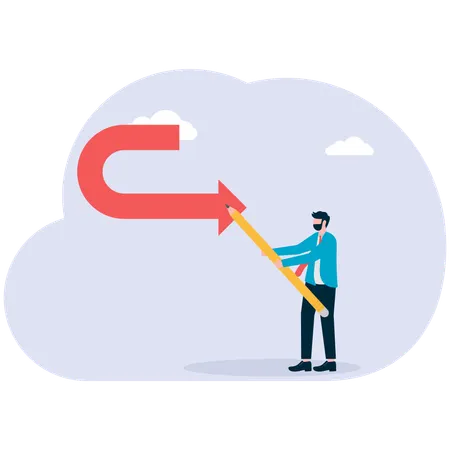 Businessman draw return arrow  Illustration
