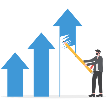 Businessman drawing business growth arrow  Illustration
