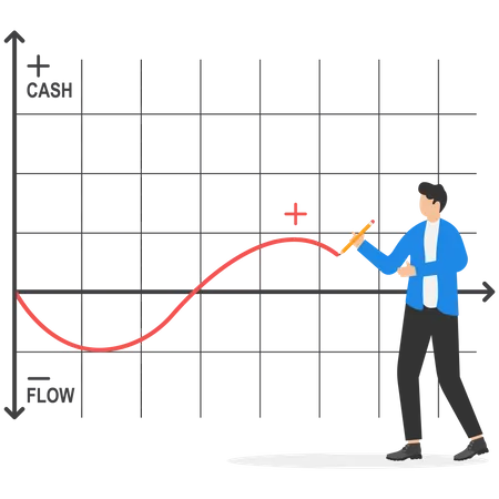 Businessman drawing cash flow graph  Illustration