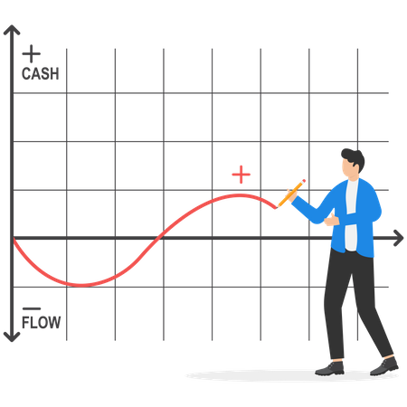 Businessman drawing cash flow graph  Illustration