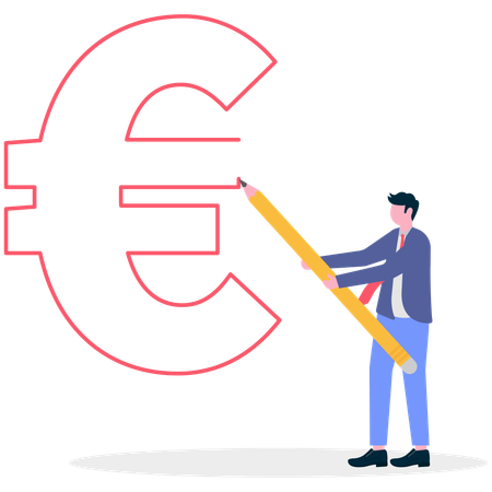 Businessman drawing Euro  Illustration