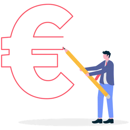 Businessman drawing Euro  Illustration