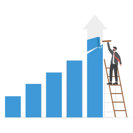 Businessman Drawing Financial Bar Graph Finance Success Concept Illustration