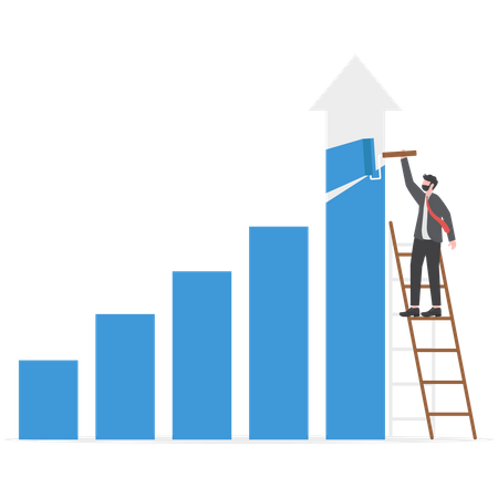 Businessman drawing financial bar graph finance success  Illustration