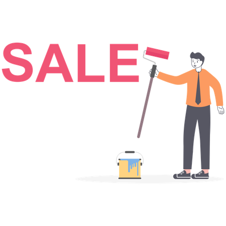 Businessman drawing word Sale  Illustration