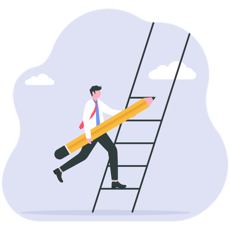 Businessman draws out career path  Illustration