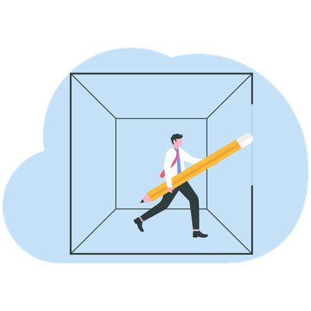 Businessman draws out square  Illustration