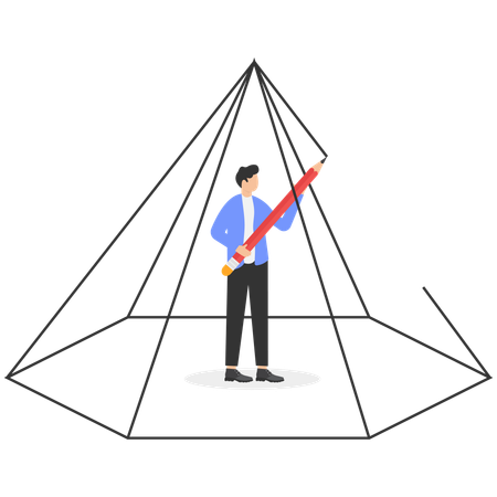 Businessman draws structure  Illustration