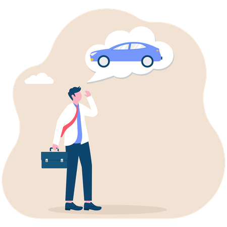 Businessman dreaming about car  Illustration