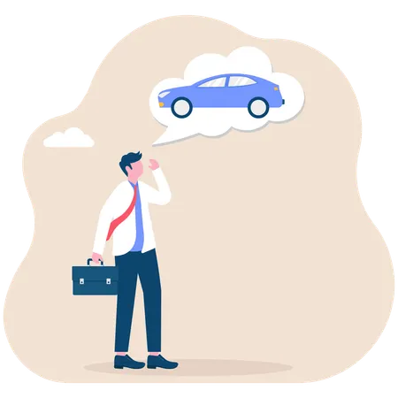 Businessman dreaming about car  Illustration