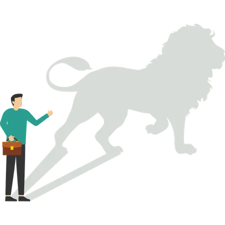 Businessman dreams of becoming a lion  Illustration