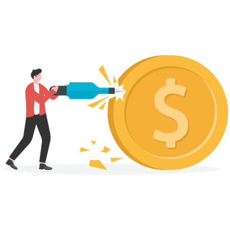 Businessman drilling dollar  Illustration