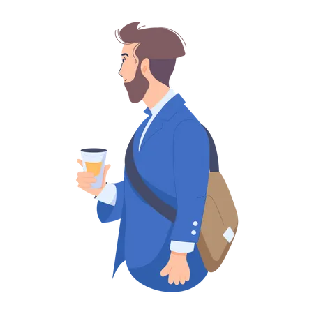 Man With Coffee Cup Illustration