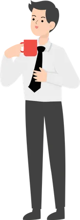 Businessman drinking coffee  Illustration