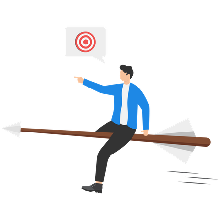 Businessman driving and directing arrow to hit target  Illustration