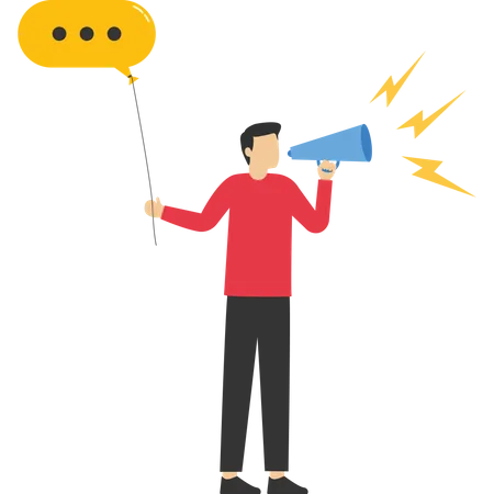 Quick Communication Concept Business Soft Skills To Communicate With Team Or Customer Businessman Driving Fast Speech Bubble Holding Megaphone To Tell Story Telling With Proper Message Illustration
