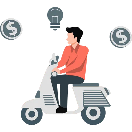 Businessman driving scooter  Illustration