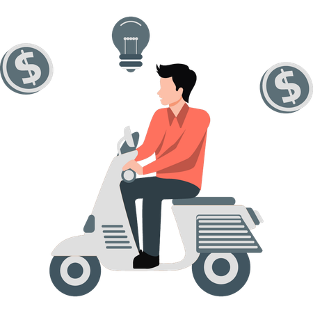 Businessman driving scooter  Illustration