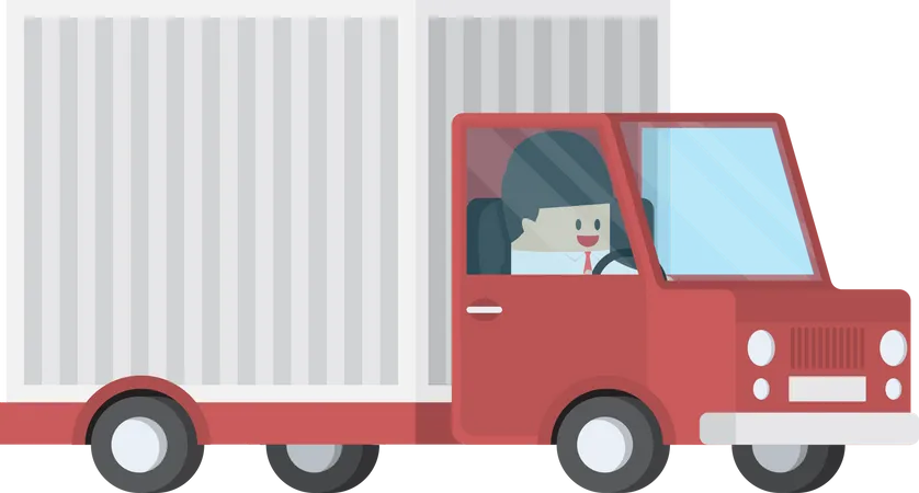 Businessman Driving Truck Transportation And Delivery Concept Illustration