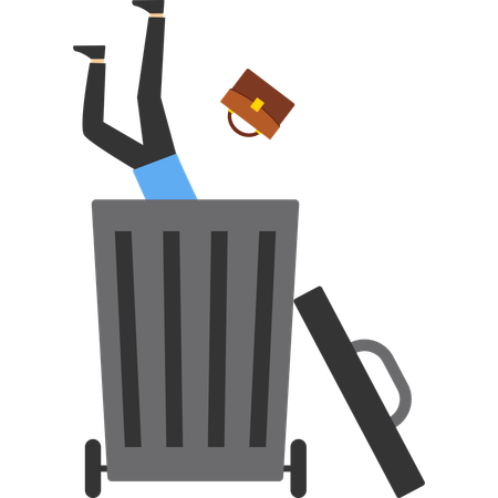 Businessman dropped into trash  Illustration