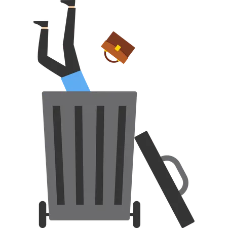 Businessman dropped into trash  Illustration