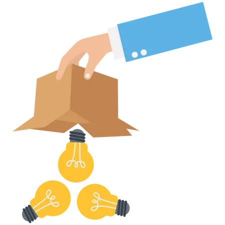 Businessman dropping light bulbs from box  Illustration