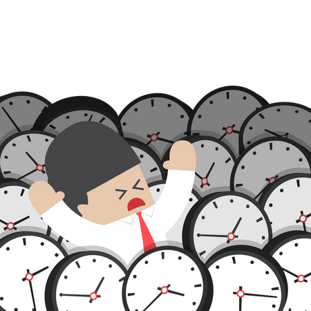 Businessman drowning in clock  Illustration