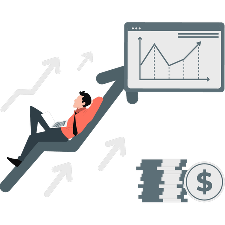 Businessman earn huge profit from stock market  Illustration